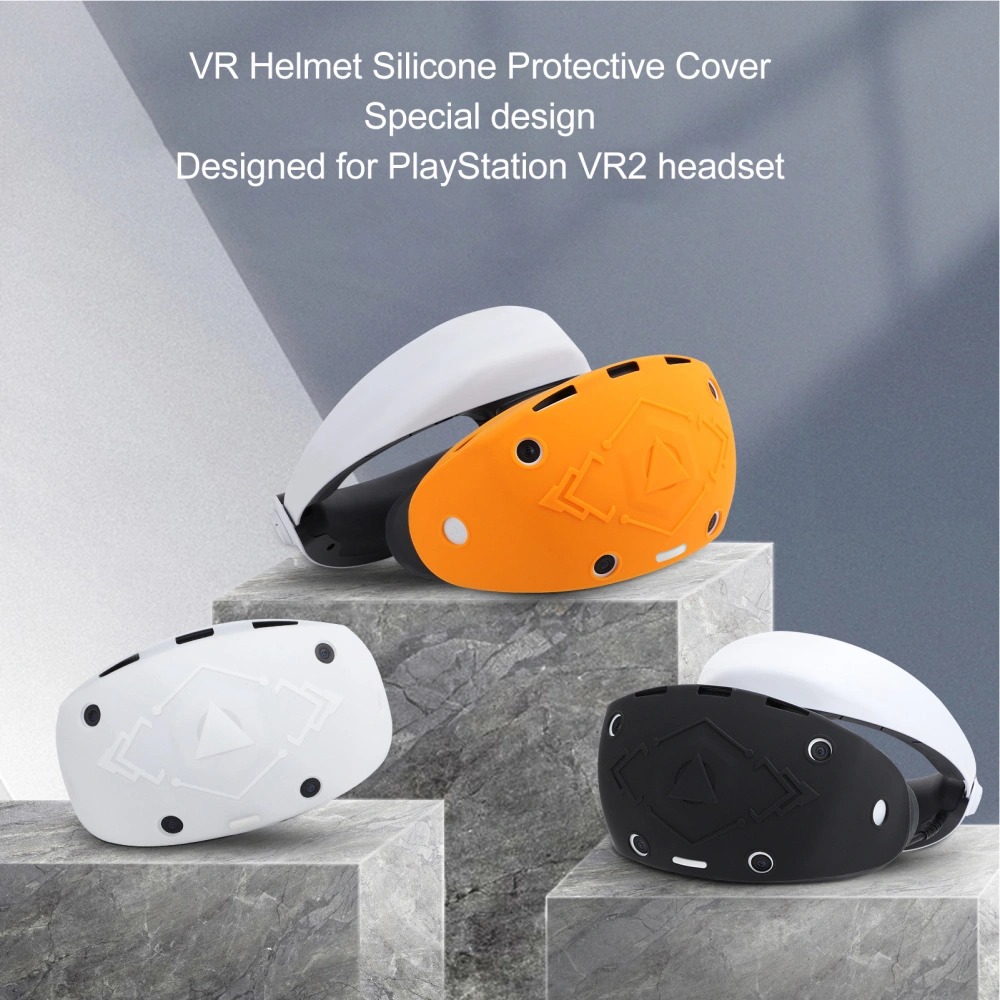 VR Helmet Silicone Protective Cover Anti Dust Heatset Protective Case Skin for PlayStation VR2 Black