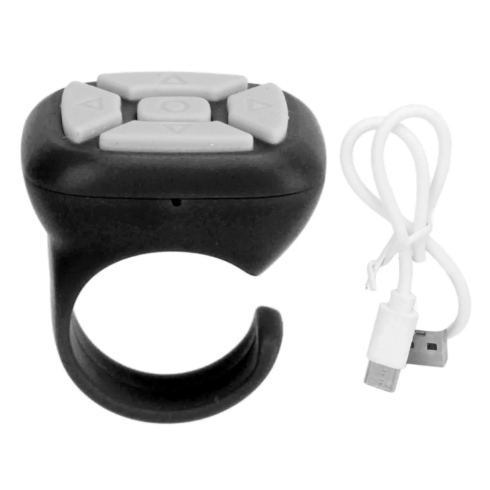 Bluetooth Remote Control Ring USB Rechargeable App Page Turner for Tik Tok for Kindle Cell Phone Camera Shutter Selfie Black