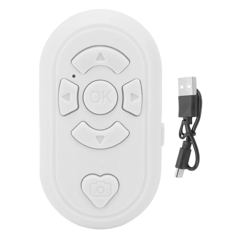 Phone Remote Control 32.8ft Wireless BT4.0 Hands Free Type C Charge Remote Shutter for Selfie Page Turning App White