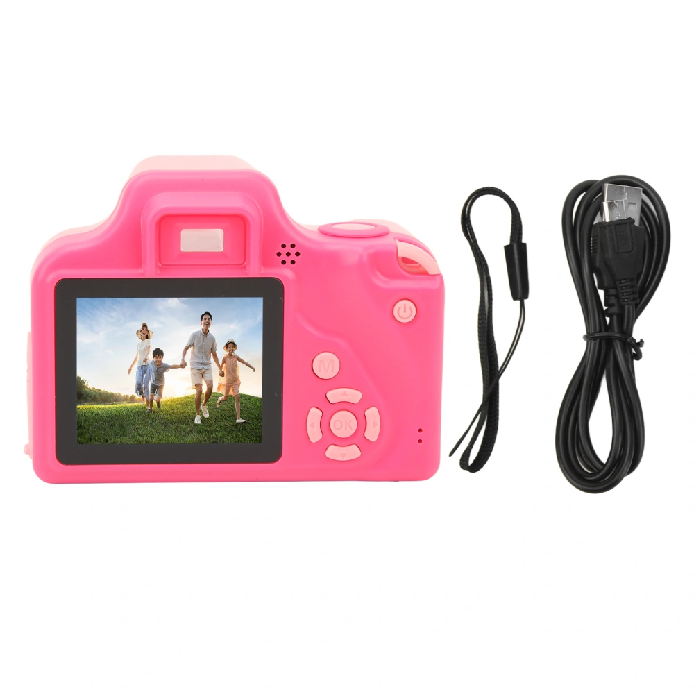 Kids Selfie Camera 2 Inch 5M 1080P HD Mini Portable Digital Video Camera Toy for Toddler Pink