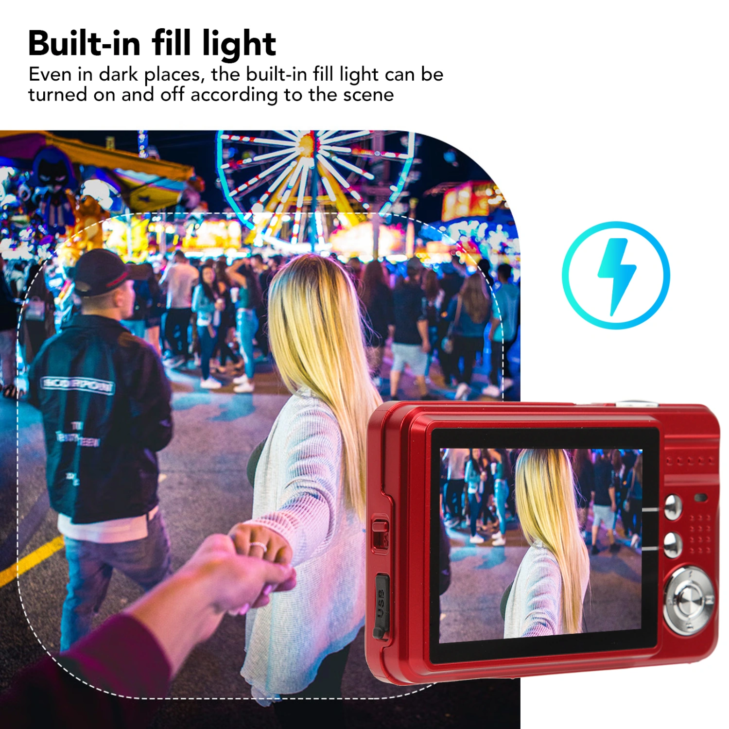 4K 48MP Digital Camera Anti Shake 8X Zoom Digital Camera with 2.7 Inch LCD Displa Screen C3 48 Red