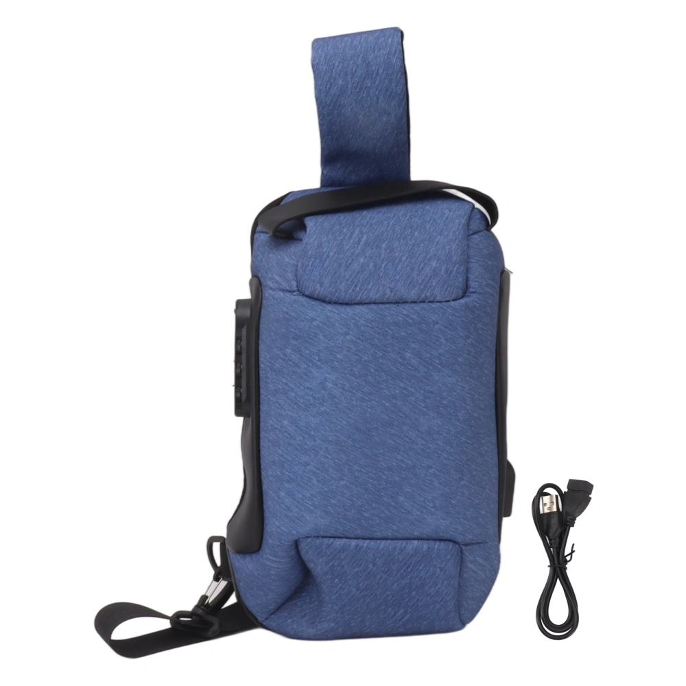 Camera Bag High Density Canvas Waterproof Large Capacity Widened Shoulder Belt Password Lock Bag for Travel Blue