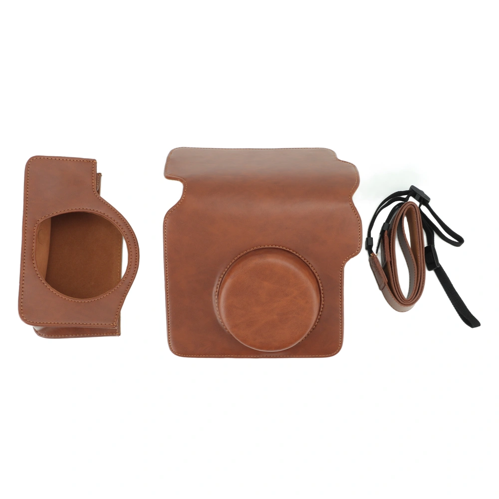 Mini Instant Camera Protective Bag PU Camera Case With Adjustable Shoulder Strap For Fujifilm Wide300 Brown