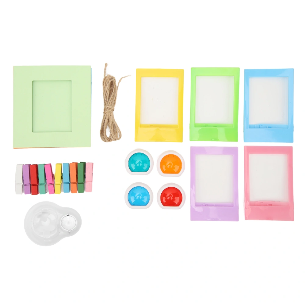 Instant Film Camera Photo Frame Set 3 Inch Colorful Paper Picture Frames with Clips Filters for Mini 11 12