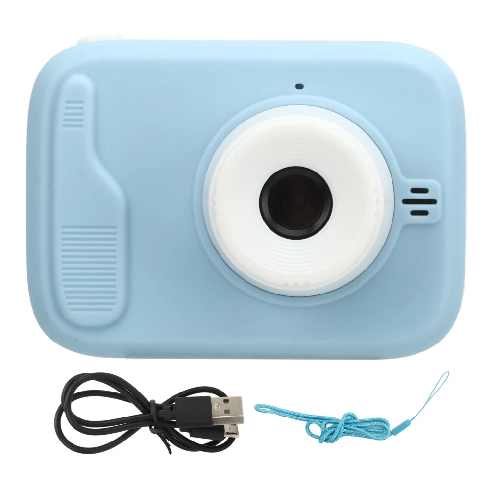 Kids Camera 2 Inch 20MP Dual Front Rear Cameras Portable Mini Toddler Digital Video Camera with Flash Light Blue