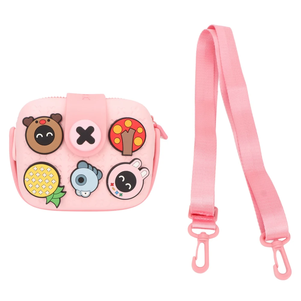 Kids Camera Case Cartoon Multi Color Buffer Housing Large Capacity Crossbody Shoulder Bag for Boys Girls Pink