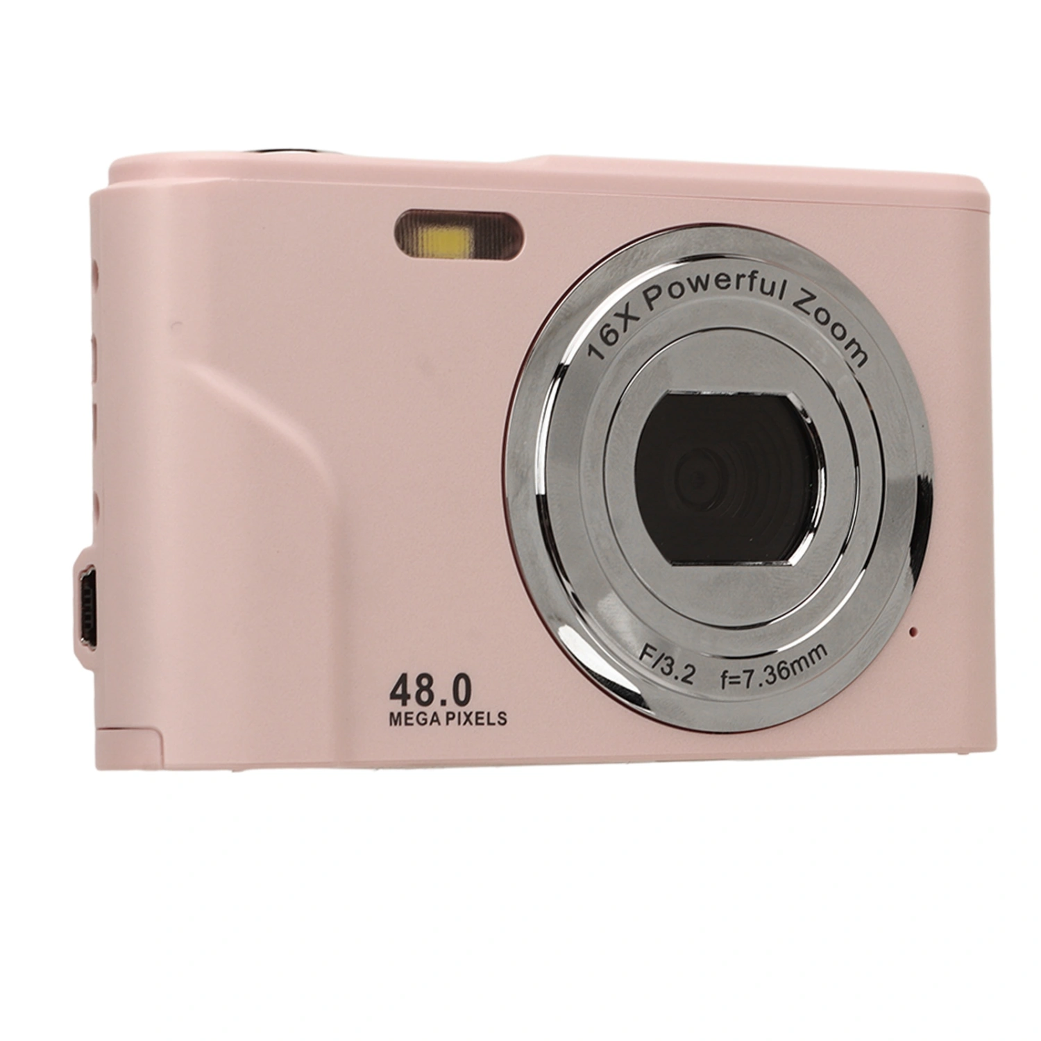 Digital Camera 48MP 16X Zoom 1080P HD 2.4 Inch IPS Display Mini Compact Pocket Camera US Plug 100‑240V Fairy Pink
