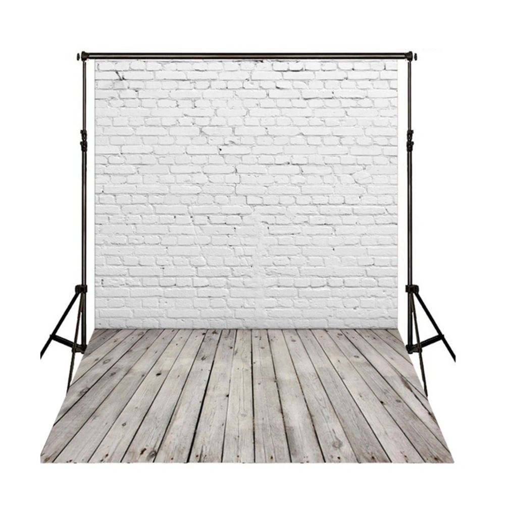 White Brick Wall with Wooden Floor Photography Backdrop Vinyl Photo Background Cloth Photo Studio Photography Props 1.6x2.3yd