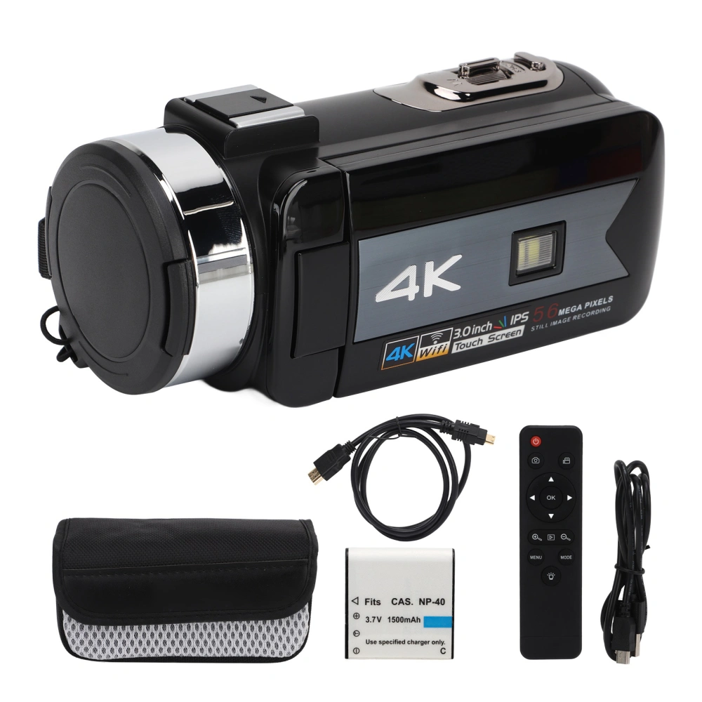 4K 56MP Video Camera 16X Digital Zoom WiFi Camera Recorder 3.0in Touch ScreenAnti Shake Vlog Cameras with Remote Control