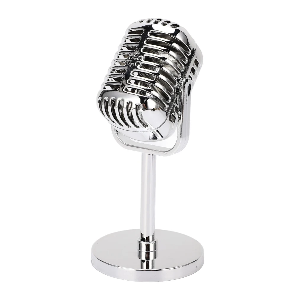 Retro Microphone Props Simulation Classic Fake Vintage Microphone Prop Model for Bar Decoration Electroplated Silver