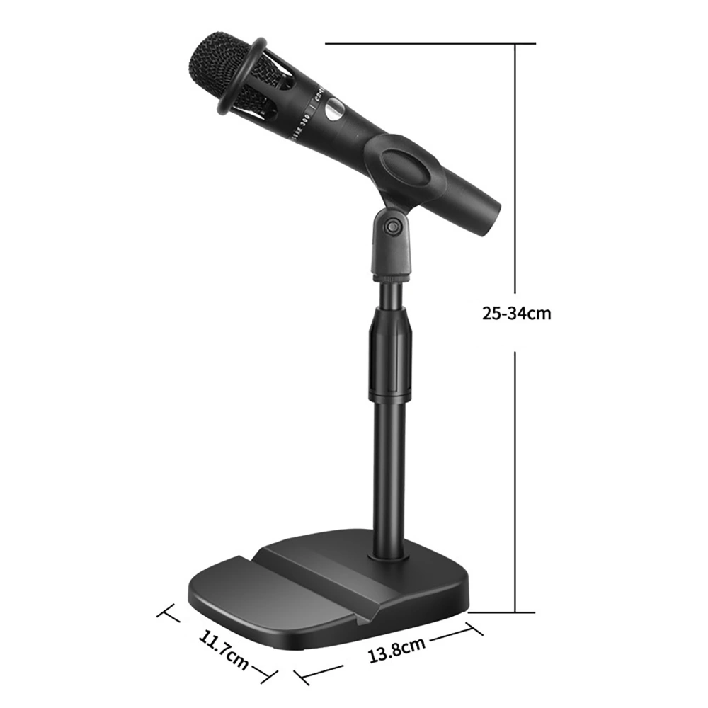 Desktop Microphone Stand Adjustable Prevent Slip Table Mic Holder with Phone Tablet Slot for Live Streaming Karaoke U Mic Clip