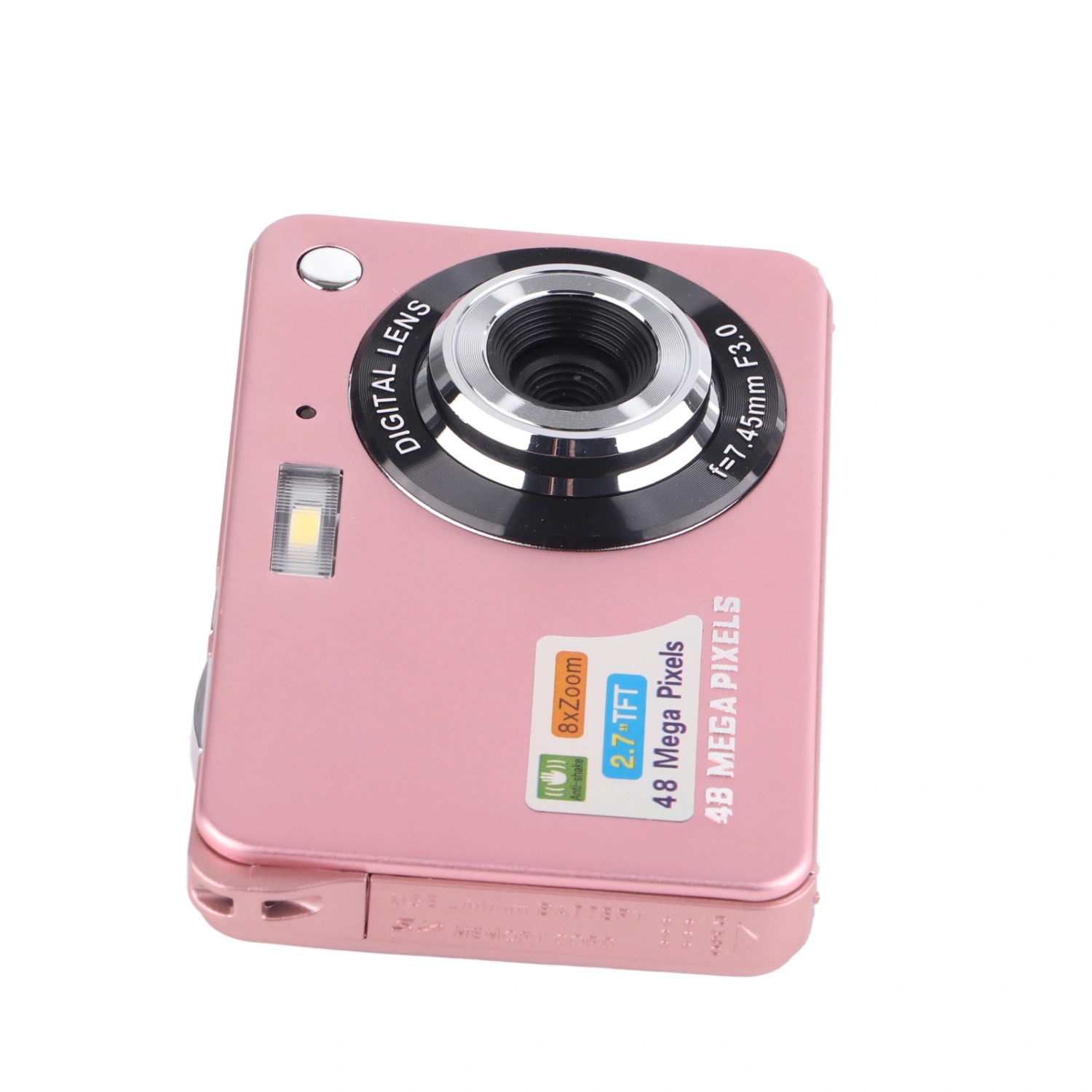4K Digital Camera 48MP 2.7in LCD Display 8x Zoom Anti Shake Vlogging Camera for Photography Continuous Shooting Pink