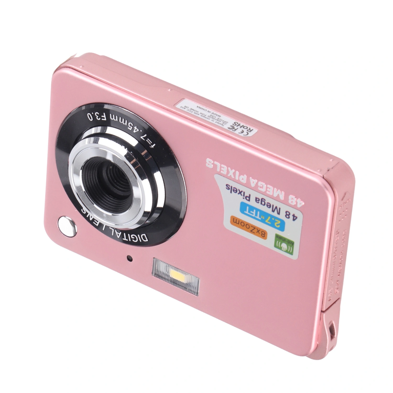 4K Digital Camera 48MP 2.7in LCD Display 8x Zoom Anti Shake Vlogging Camera for Photography Continuous Shooting Pink