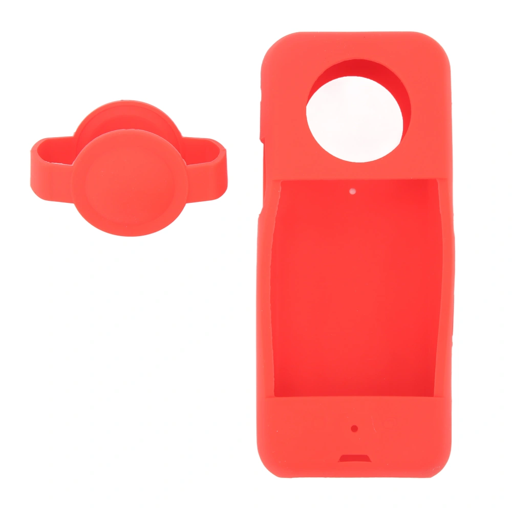 PULUZ Silicone Case Lens Cap Kit Action Camera Cover Sleeve Lens Guard Accessories for Insta360 X3 Red