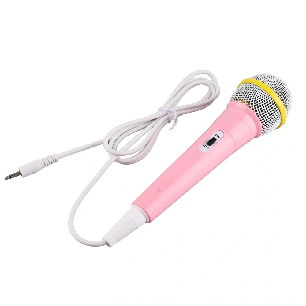 Kids Wired Microphone 3.5mm Plug Low Distortion Portable Music Toy Children Singing Mic for Karaoke Family Party Pink