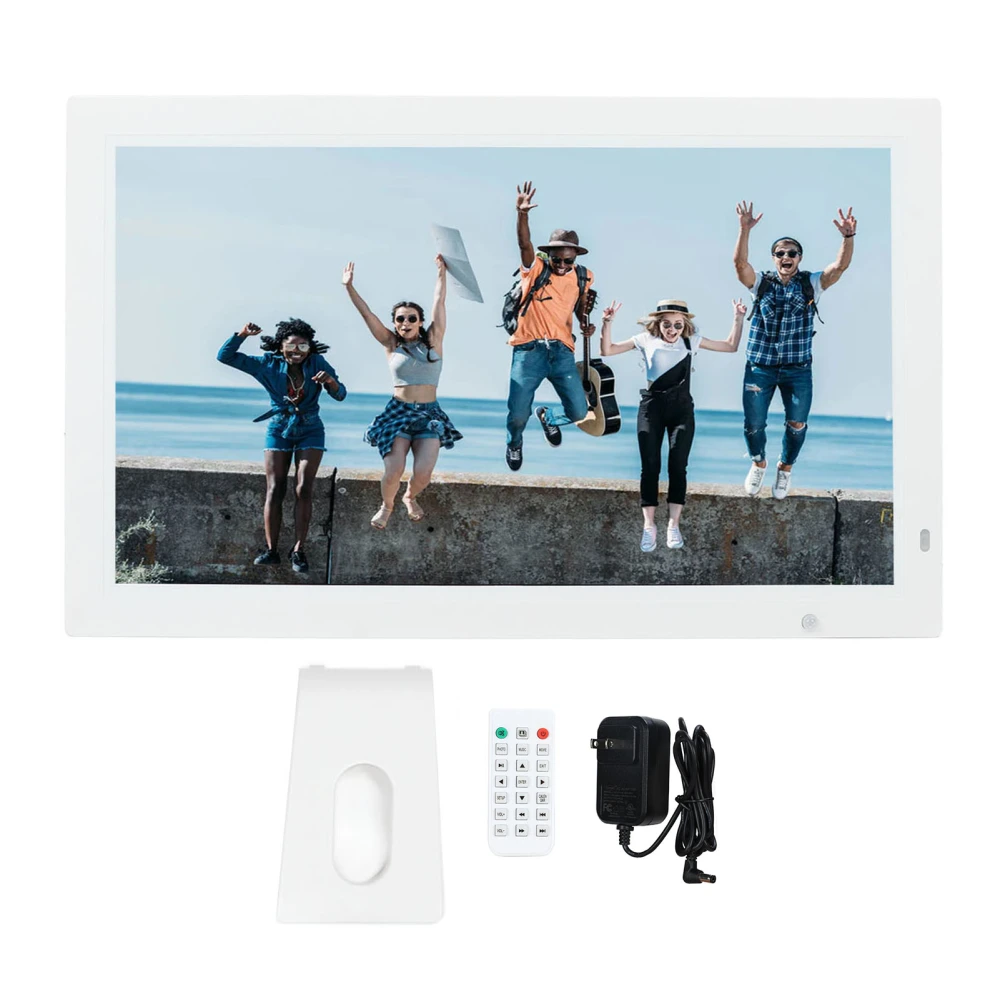 Digital Photo Frame 22 Inch Body Sensing Video Picture Playback Music Clock Calendar Electronic Photo Album 100‑240V US Plug