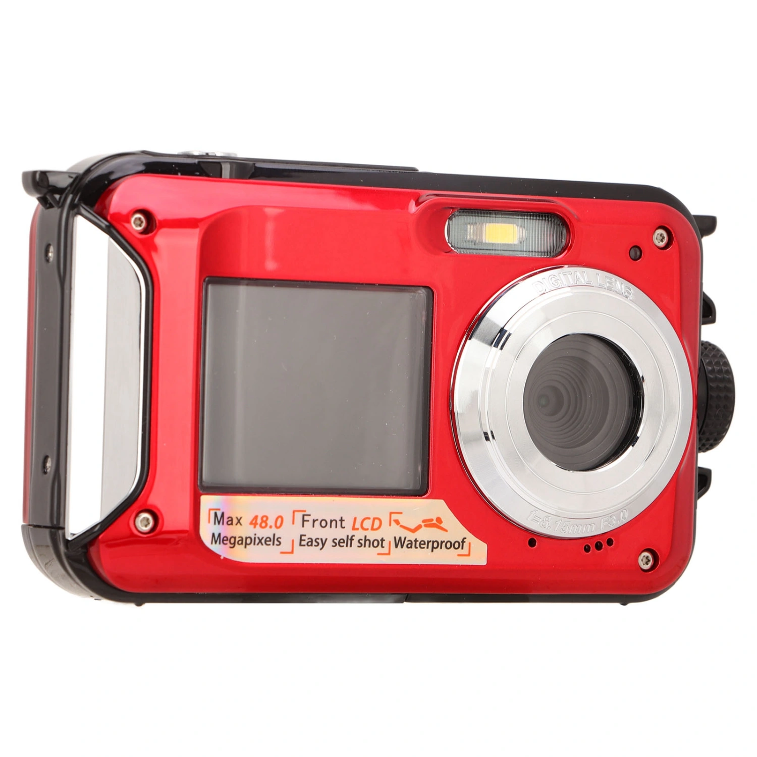 Full HD 2.7K 48MP 10ft Waterproof Underwater Digital Camera 16X Digital Zoom Front Rear Double Screens Waterproof Digital Camera Red