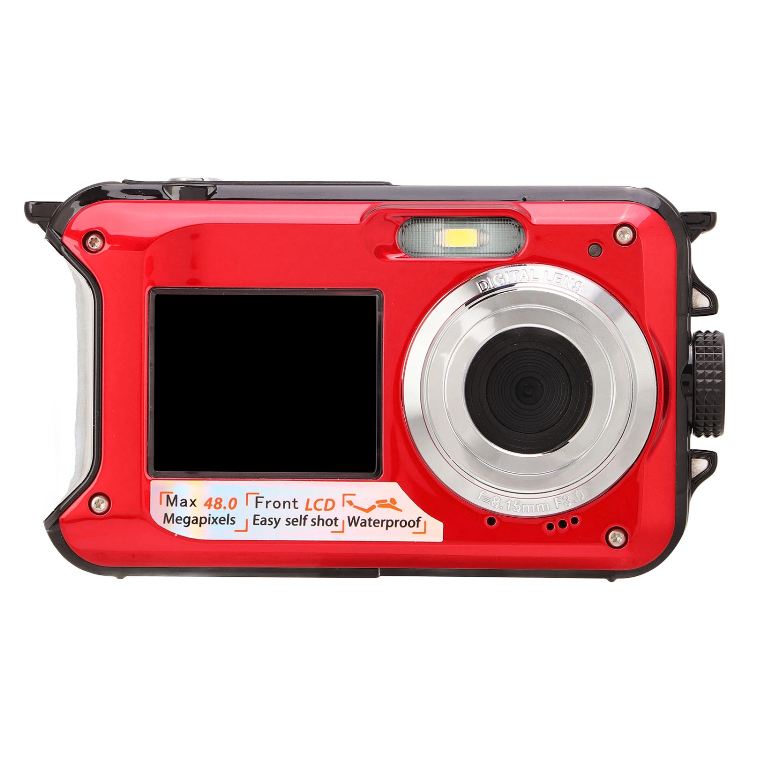 Full HD 2.7K 48MP 10ft Waterproof Underwater Digital Camera 16X Digital Zoom Front Rear Double Screens Waterproof Digital Camera Red