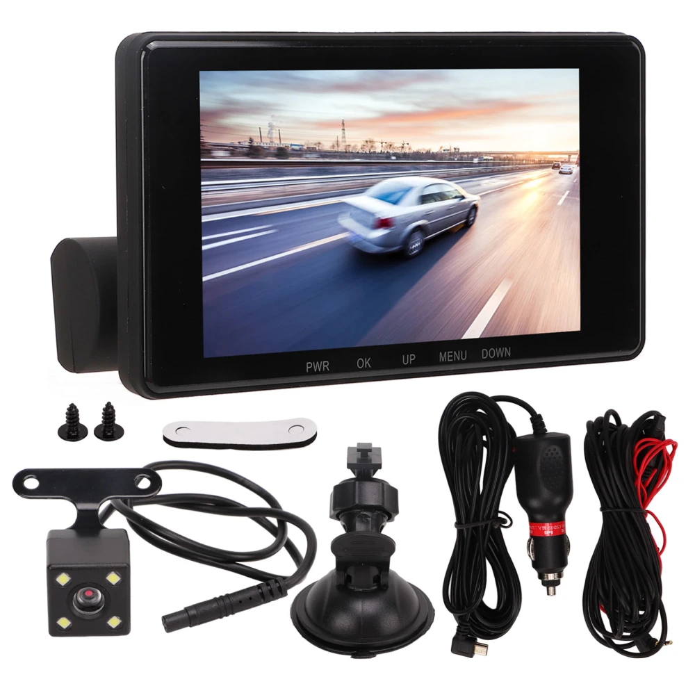 Car Dash Camera DVR 3 Camera Night Vision 4in Display Screen Car Recorder Driving Video Recorder