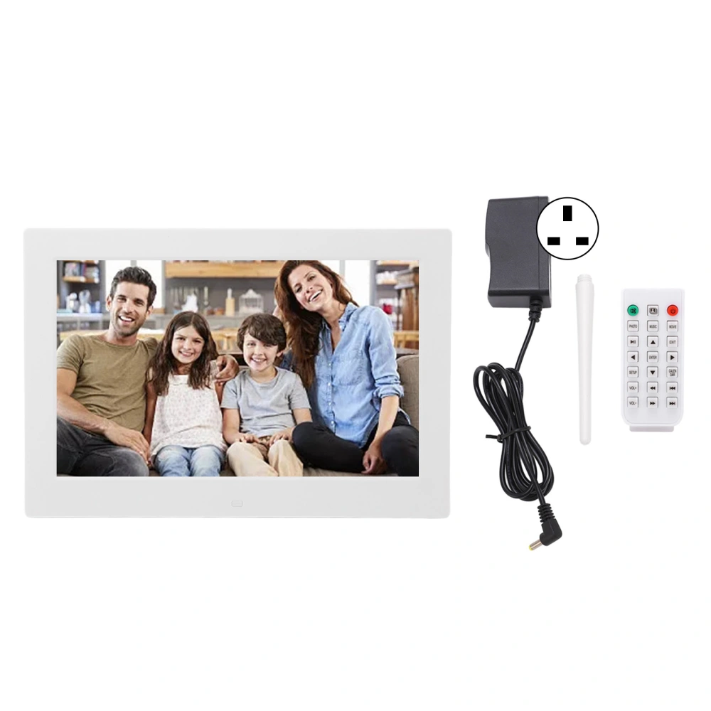 Digital Photo Frame White 13in HD Smart Video Music Playing Electronic Picture Frame With Remote Control 100‑240V UK Plug