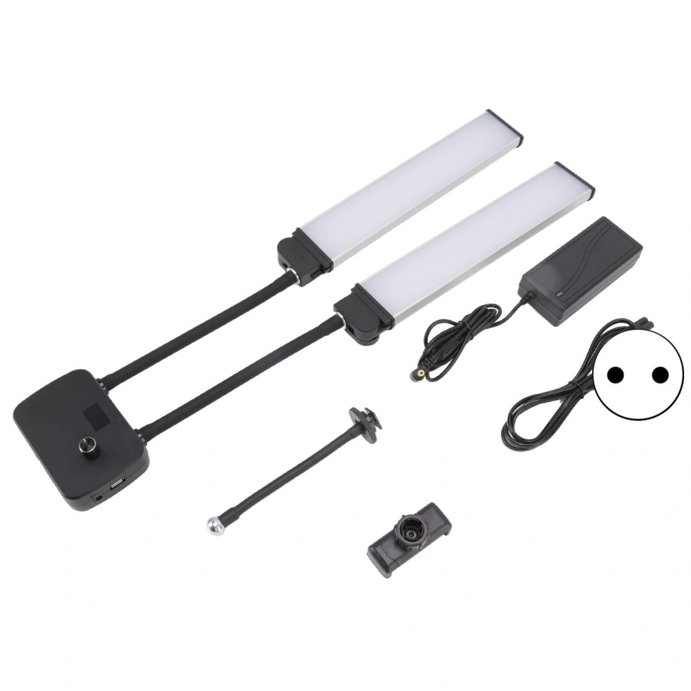 LED Fill Light 3200K to 5600K Double Arms Brightness Adjustable USB with Phone Holder Video Lighting for Live Streaming EU Plug 100‑240V