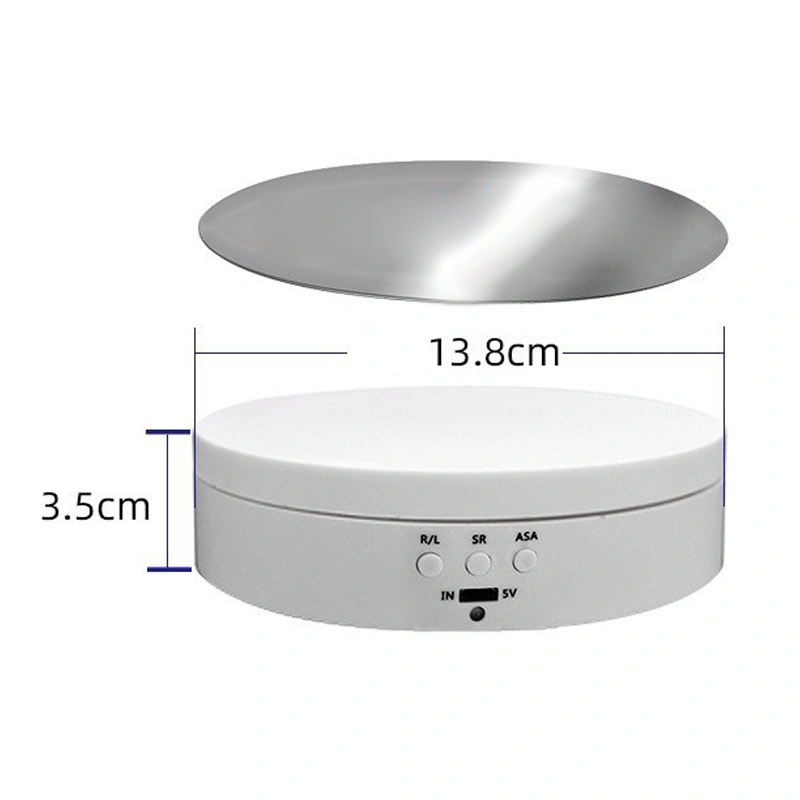 Rotating Display Stand Electric 3 Speed Level 360 Degree Rotating Turntable for Jewelry Short Video White with Mirror Surface