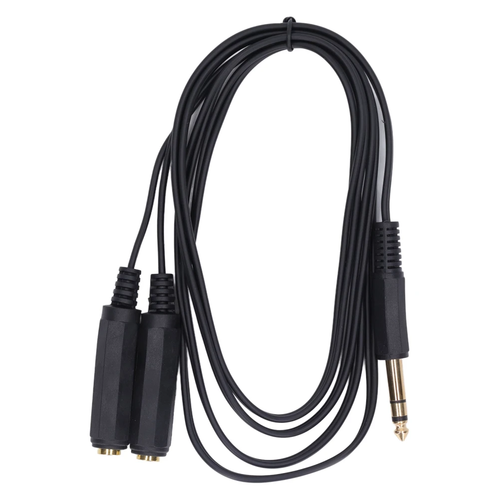 1.8m Mic Y Splitter Cable 6.35mm TRS Male Head to Dual 6.35mm Female Head Stereo Microphone Cable Adapter for Loudspeaker