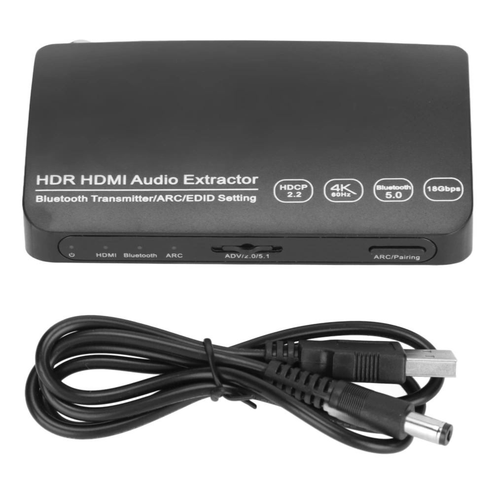 Audio Extractor 4K 60Hz HDR Synchronous ARC Audio Splitter with 5.0 Bluetooth Transmitter for Computer