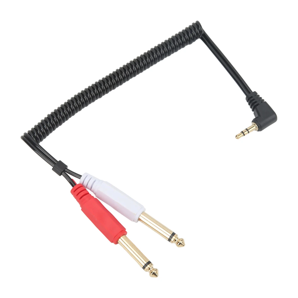 90 Degree 3.5mm TRS Male to Dual 6.35mm Male Cable 2.6 Feet Microphone Adapter Cable for Speaker DVD Player Microphone