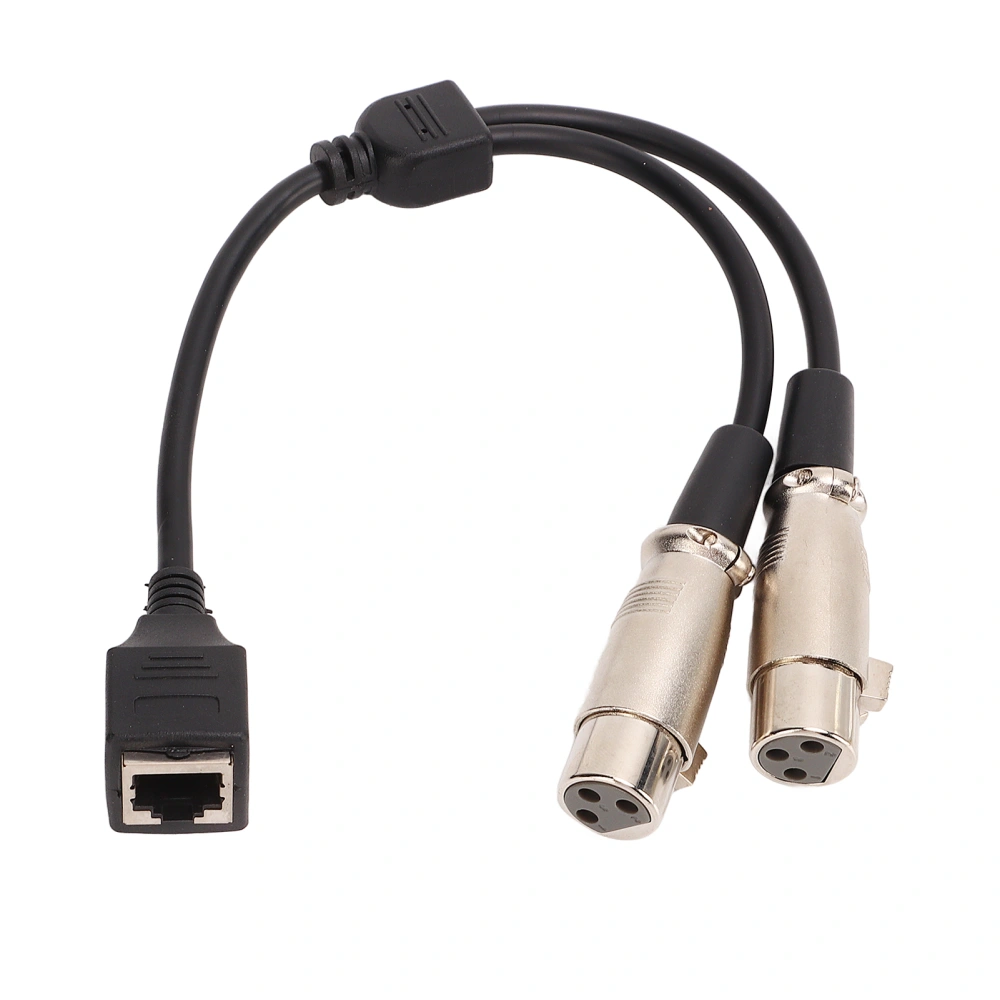 Dual XLR 3Pin Female to RJ45 Cable Firm Interface Stage Lighting Signal Cable for Sound Signal Transmission 9.8in