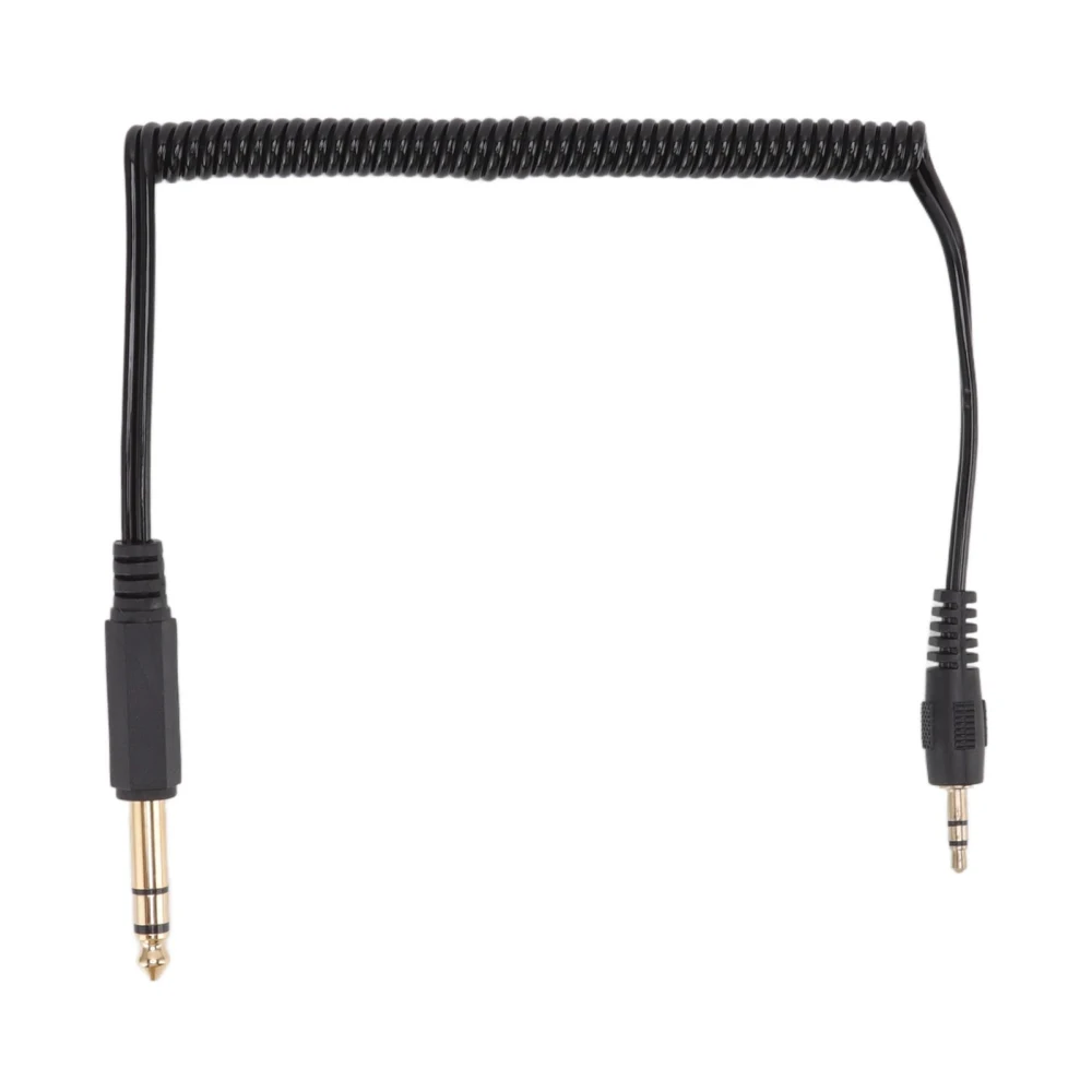 6.35mm to 3.5mm Coiled Cable Gold Plated Retractable Plug and Play Portable Sound Adapter Cable for PC Laptop MP3 Dual Sound Male to 3.5mm Dual Sound Male