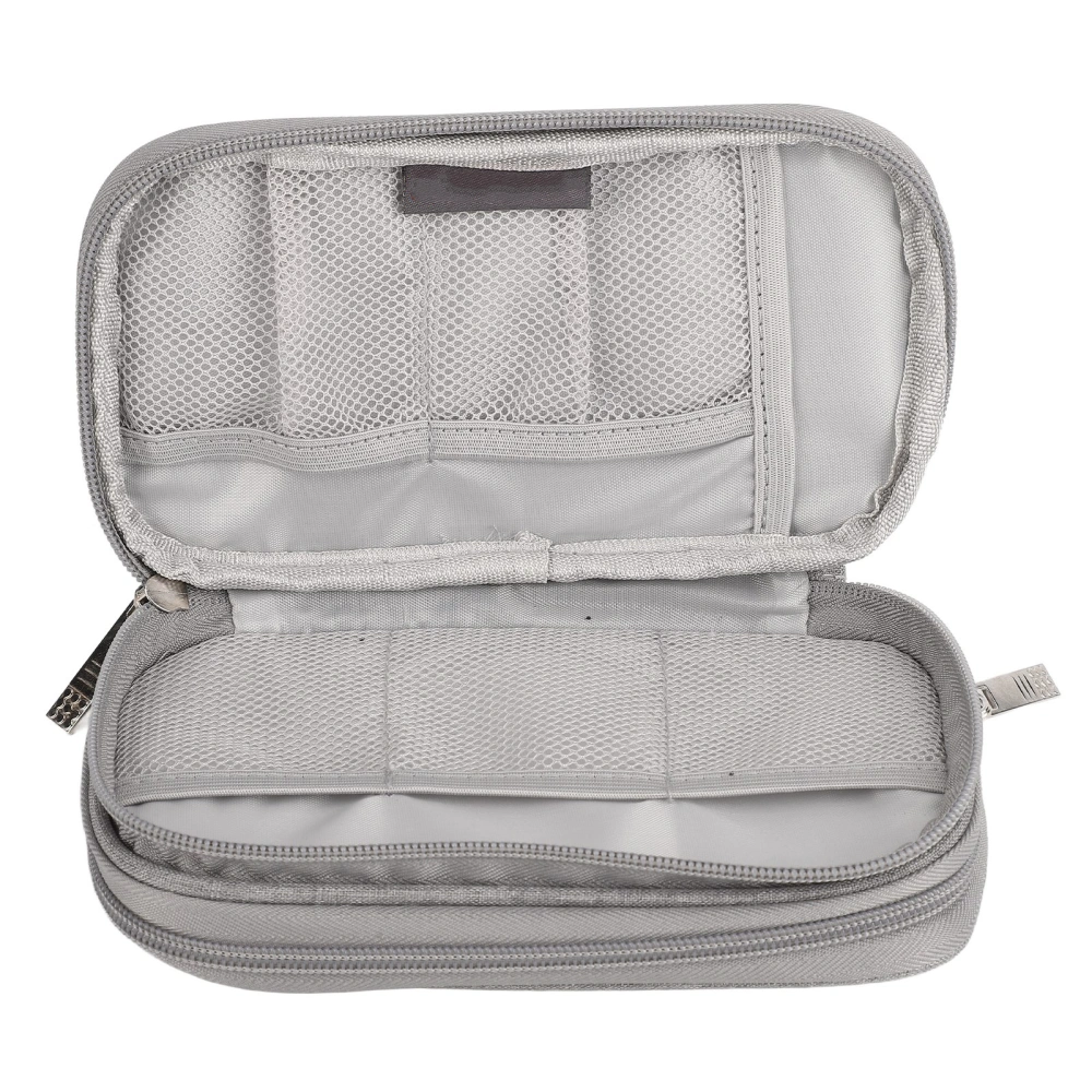 Electronic Organizer Portable Compact Travel Double Layer Electronic Storage Bag for Cable Cord Charger Phone Earphone Grey