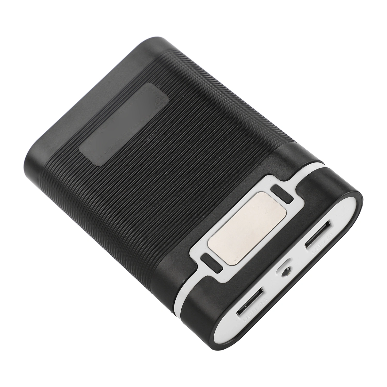 Battery Charger Outer Case 4pcs 18650 Batteries Dual USB Solderless LED Function Portable DIY Power Bank for Cameras Black