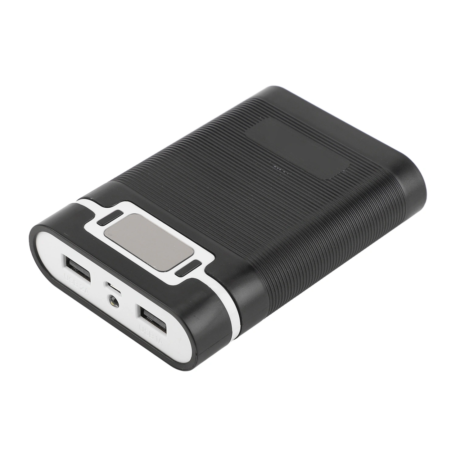 Battery Charger Outer Case 4pcs 18650 Batteries Dual USB Solderless LED Function Portable DIY Power Bank for Cameras Black
