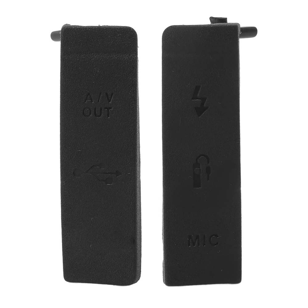 2 Pieces USB Charging Port Cover Rubber Data Interface Protective Cap Black for 5D2 Camera