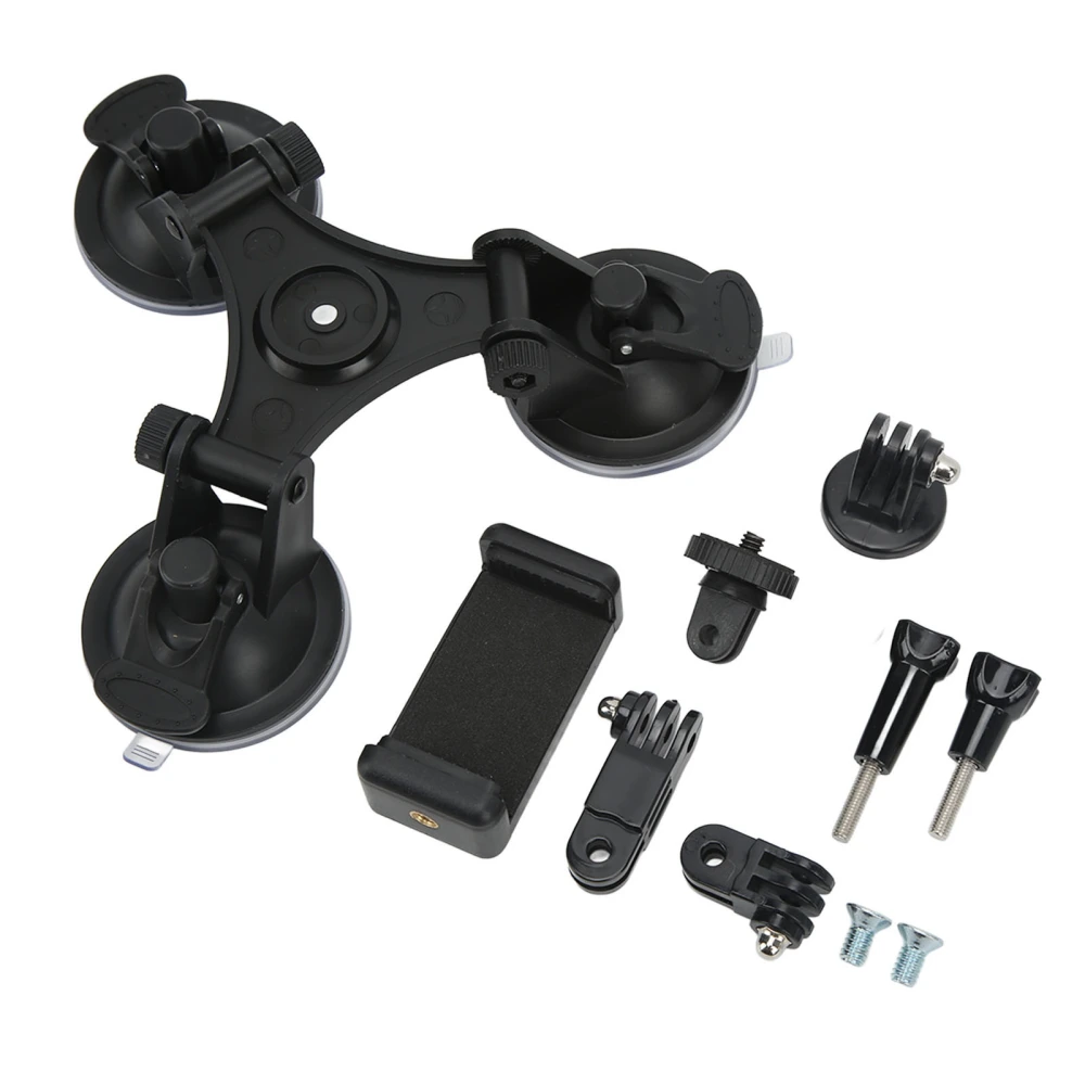 Tripod Suction Cup Holder Strong Adsorption Car Triple Suction Cup Mount for Action Cameras Mobile Phones