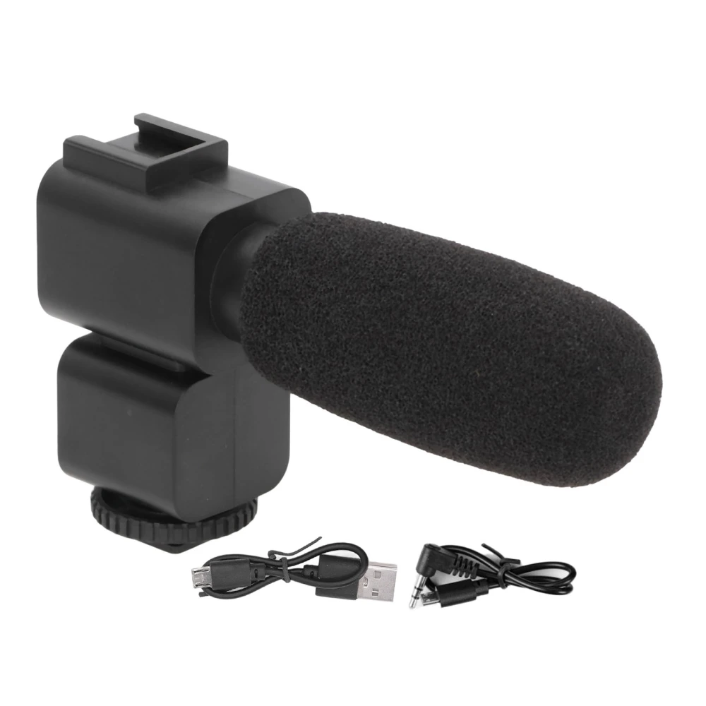 Video Recording Microphone Wide Range Frequency Shock Absorbing Stereo Interview Microphone for Camera