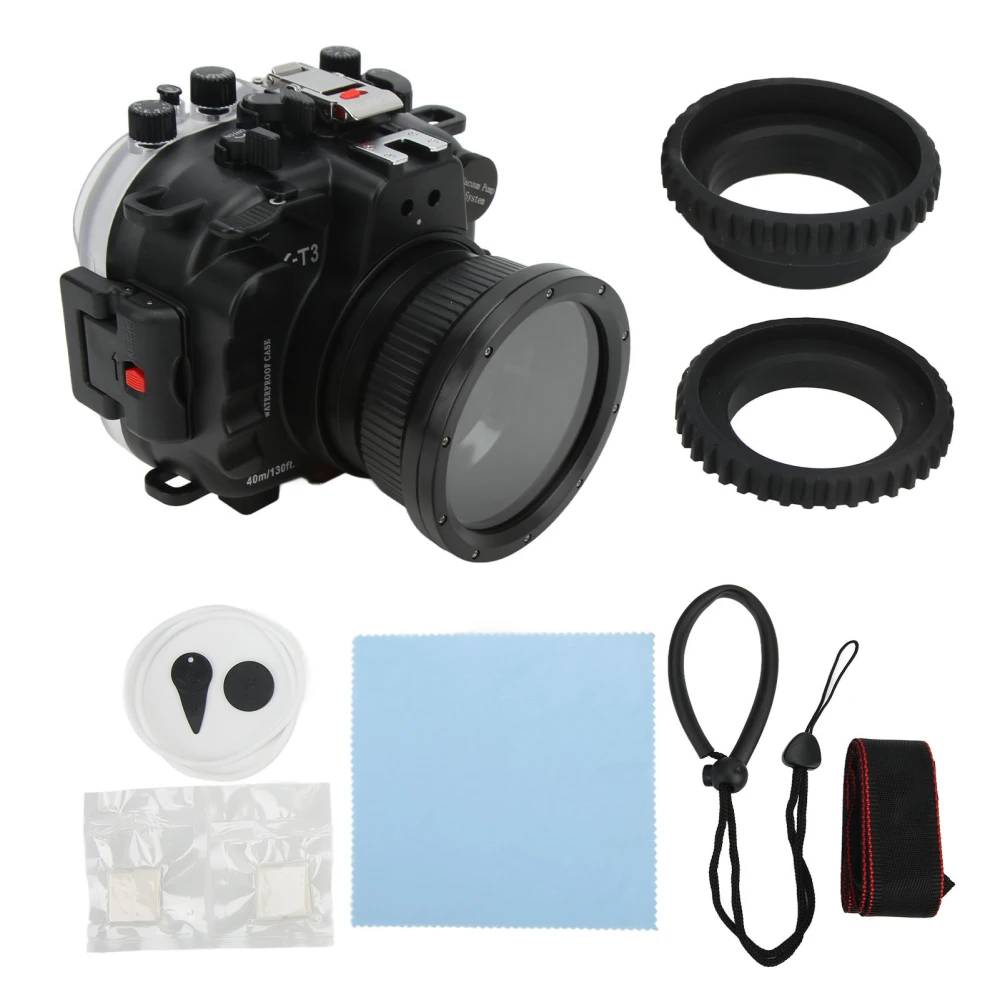 40m 130ft Underwater Camera Housing IPX8 Waterproof Mirrorless Camera Protective Case for Fujifilm XT3 16-50mm 18-55mm Lens