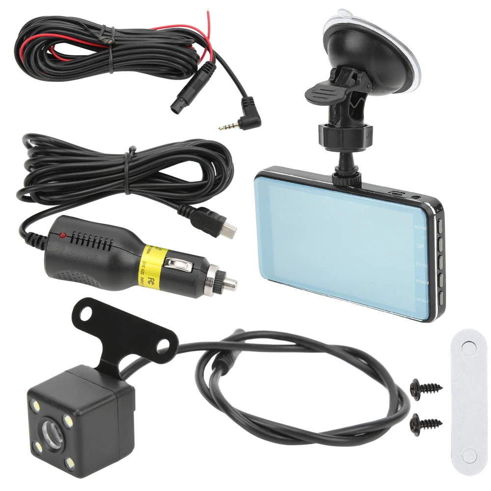 1080P Car Driving Recorder Car DVR Dashcam 170° Wide Angle Loop Recording Dual Lens Dash Camera