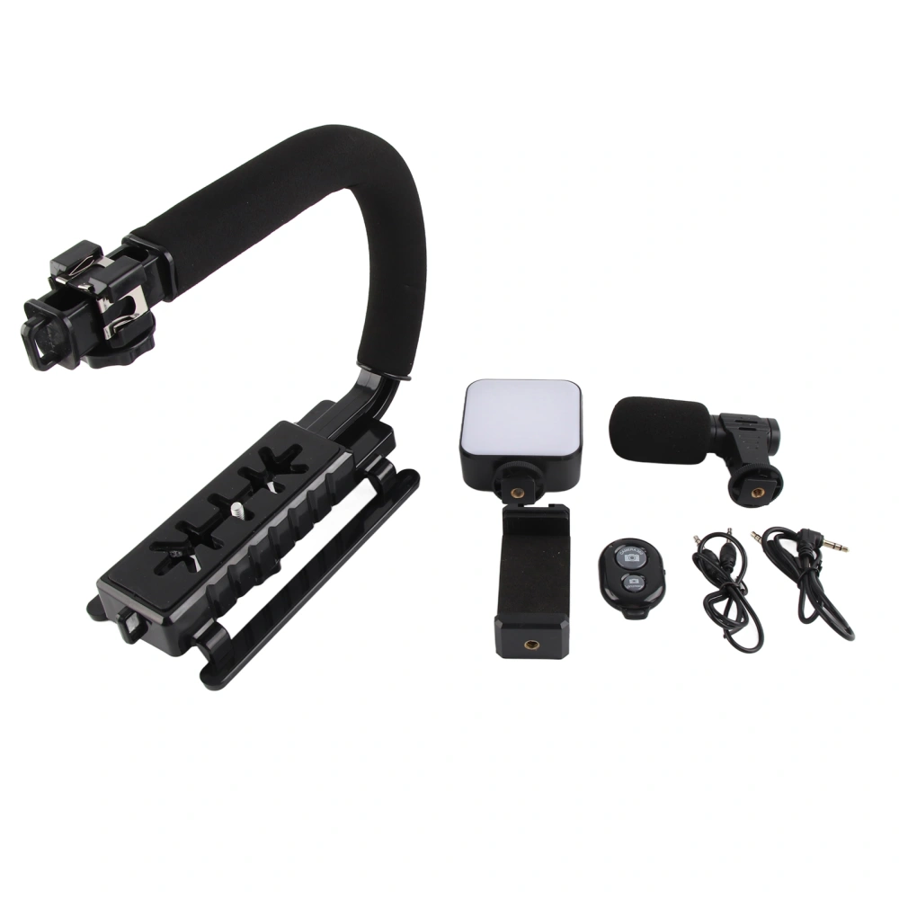 Handheld Video Camera Stabilizer with LED Light Microphone Portable U Shape Camera Stabilizer