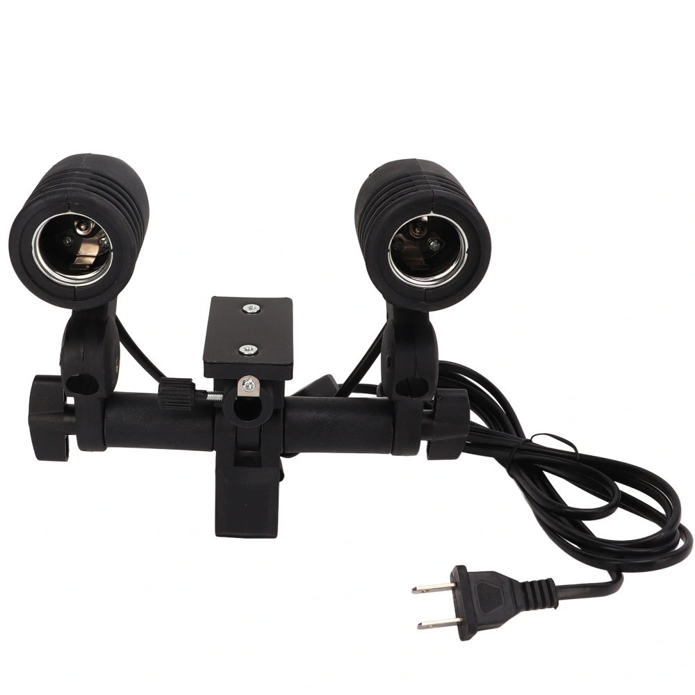 Double Head Photography Studio E27 Socket Bulb Holder Flash Umbrella Bracket 110V‑220VUS Plug