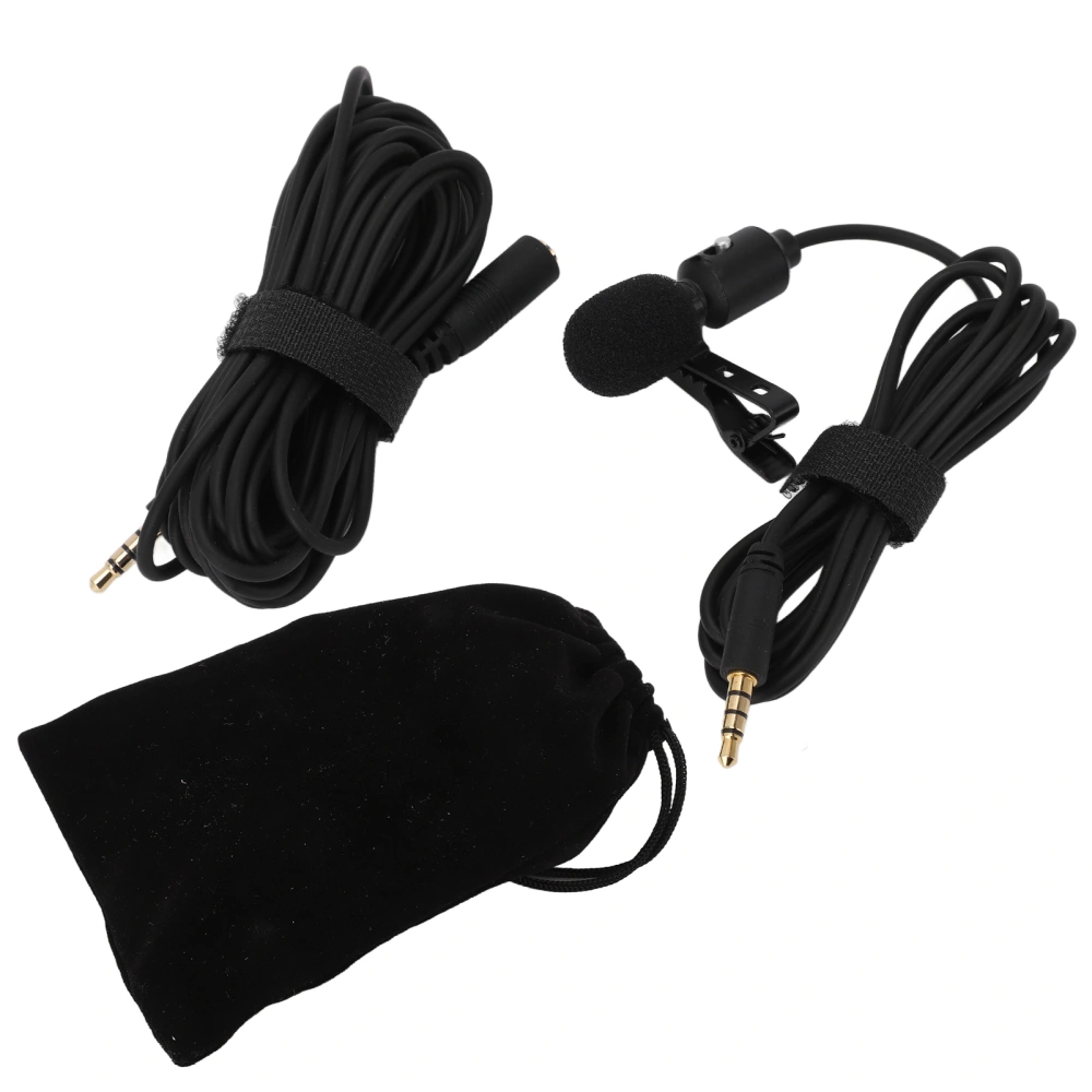 Professional Lavalier Lapel Microphone Cardioid Clip On Lapel Mic for Camera Phone Live Broadcast Interviews