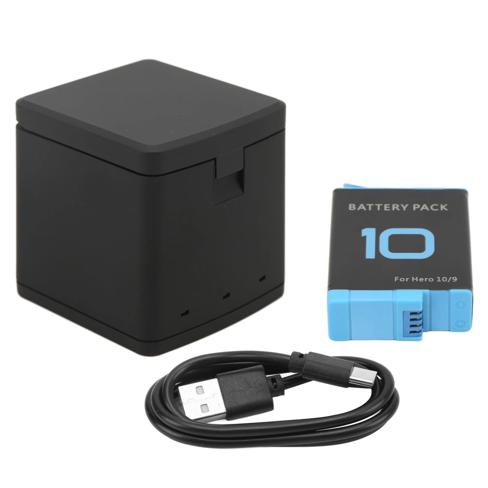 2 in 1 Triple Charger Battery Storage Charging Box with Type C Cable for Go Hero 9 10 Camera