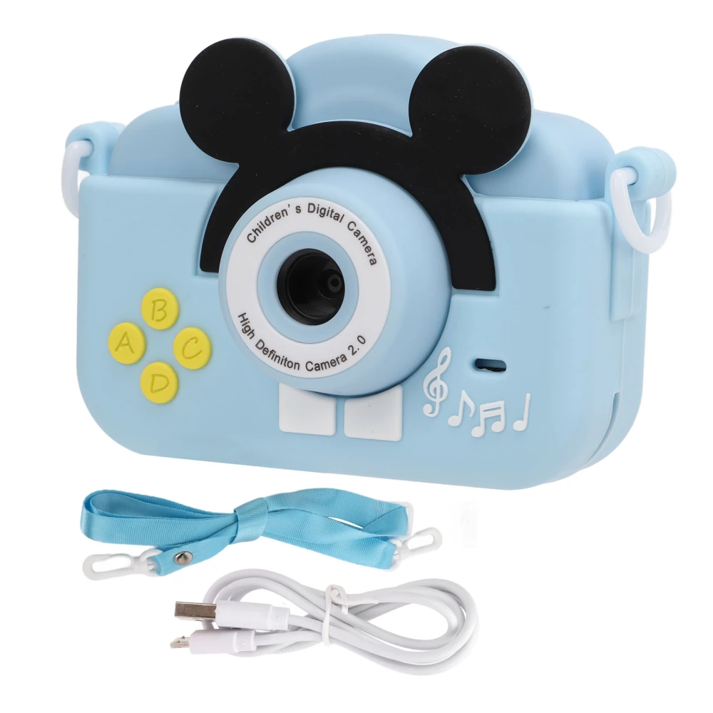 Kids Mini Digital Camera 2 Inch Screen 2MP High Definition Cartoon Camera Video Recorder Toy GiftsSky Blue