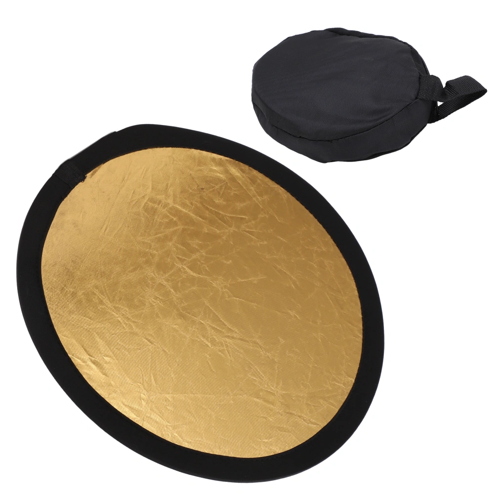 2 in 1 30cm Light Round Photography Reflector Collapsible Portable Outdoor Studio ReflectorGold Silver