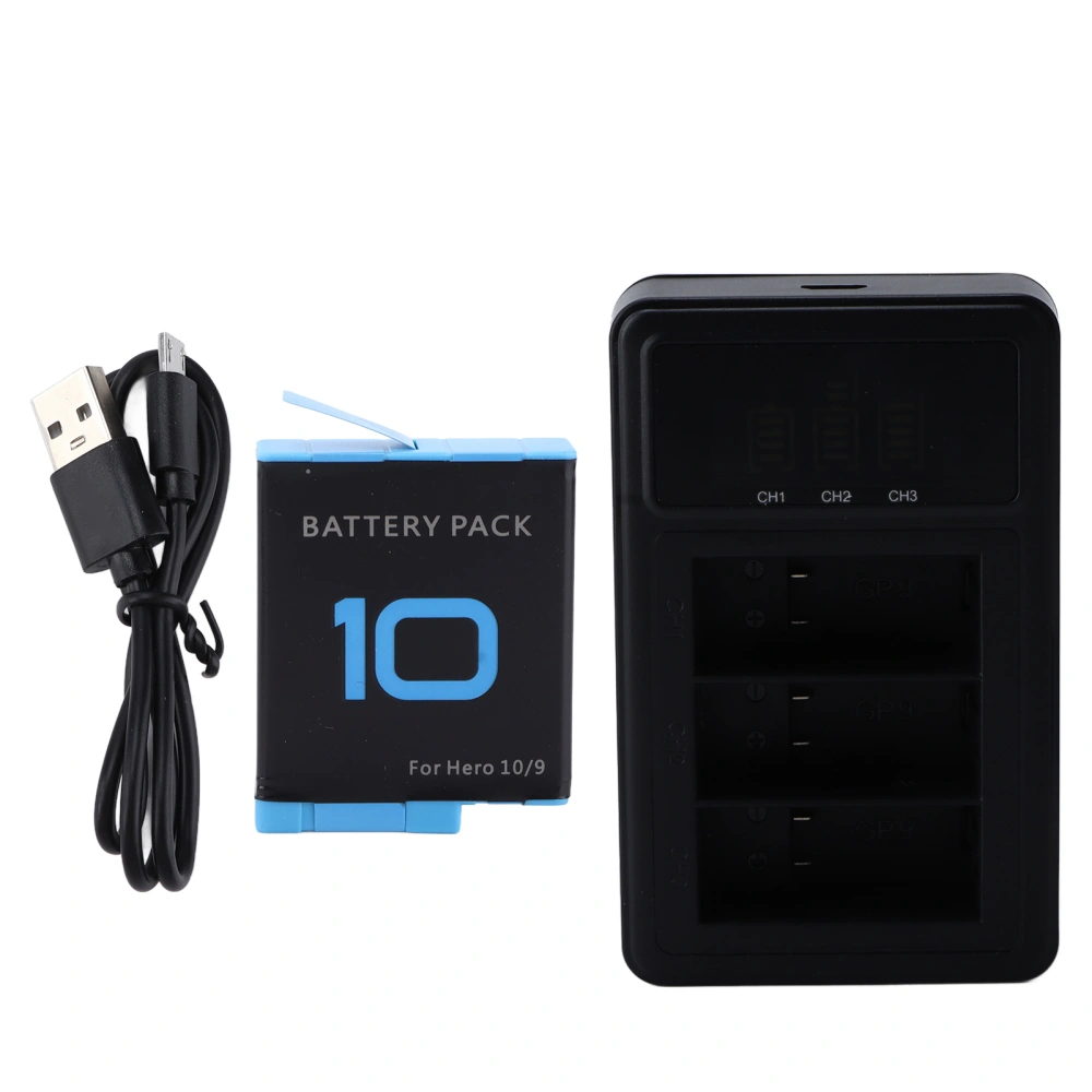 Battery Charger 3 Channel Portable Action Camera Batteries Charging Station for Go Hero 9 10