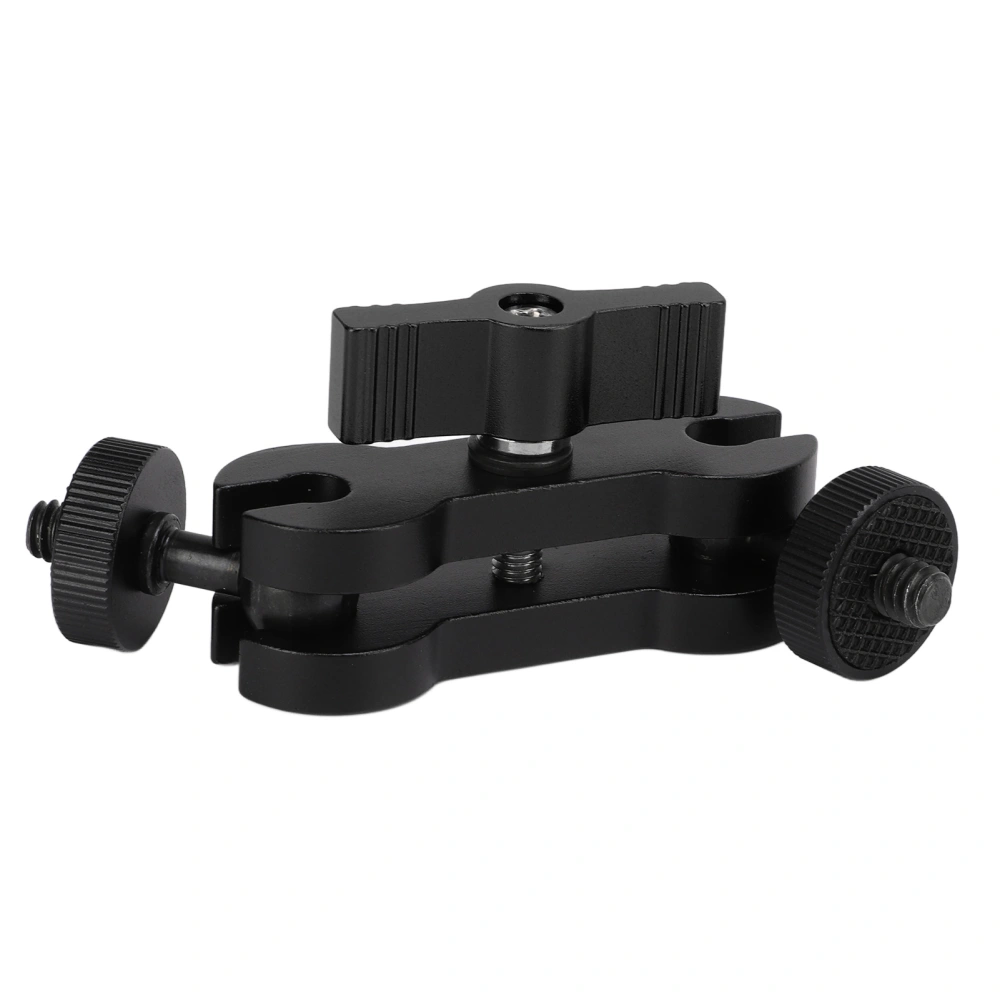 Universal Double Ball Head Mount Adapter Arm with 1/4in Screw Expanded Connection BracketBlack