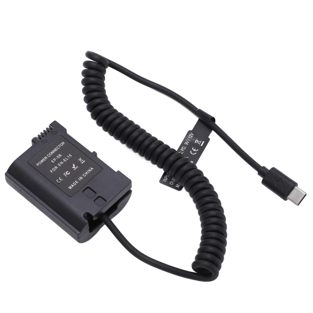 Type C Fully Decoded Dummy Battery Power Bank with EN EL15 Spring Cable for D810 D850 Z5 Z6 Z6II Z7 Z7II Camera