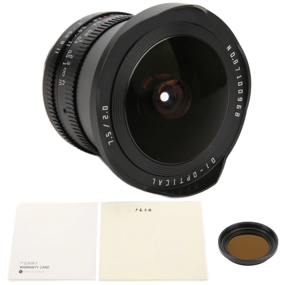 7.5mm F2.0 Large Aperture Fisheye Lens for EOS.M Mount Lens with ND1000 Filter for M5 M6 M6II Cameras