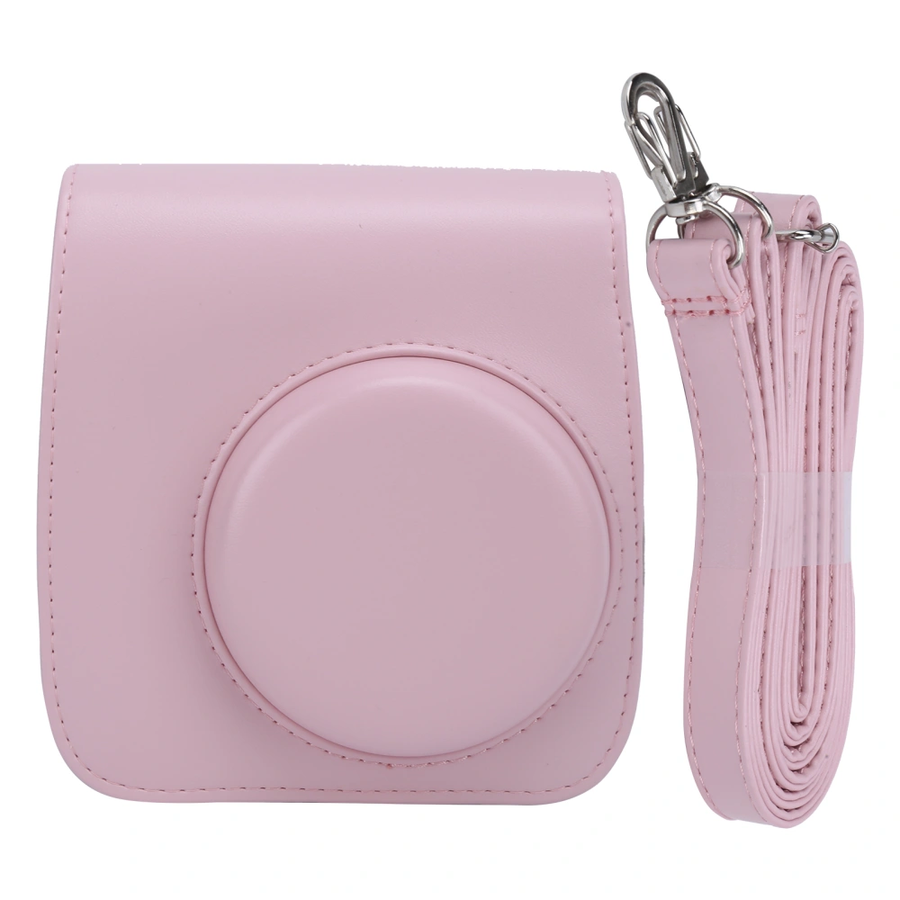 PU Leather Mini Camera Protective Case with Adjustable Shoulder Strap for Instax Mini 7+ Camera(Rose )